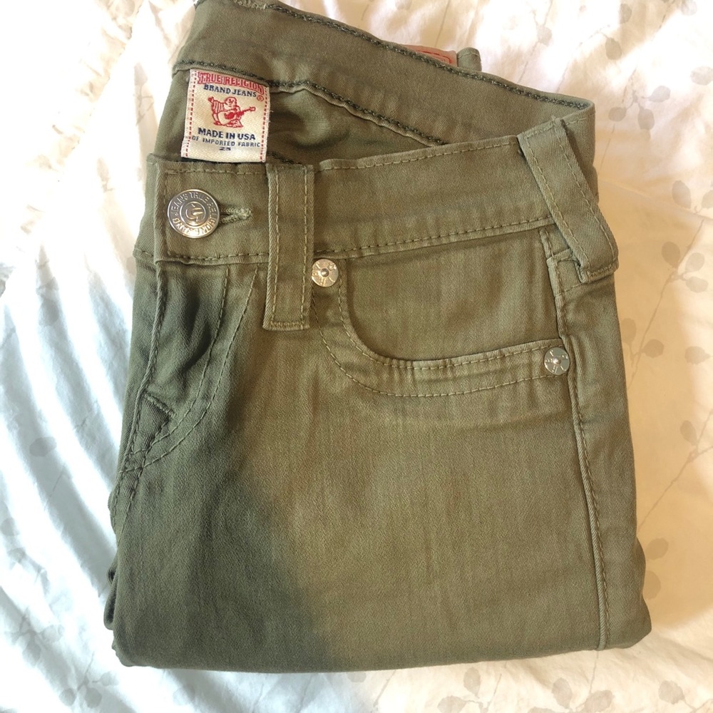 True Religion Olive Skinny Jeans Size 25